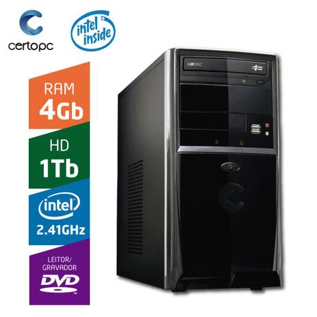 Computador Intel Dual Core 2.41GHz 4GB HD 1TB DVD Certo PC FIT 026 Menor preço em Computador Intel Dual Core 2.41GHz 4GB HD 1TB DVD Certo PC FIT 026