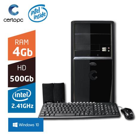 Computador Intel Dual Core 2.41GHz 4GB HD 500GB com Windows 10 Certo PC Fit 007 é boa?