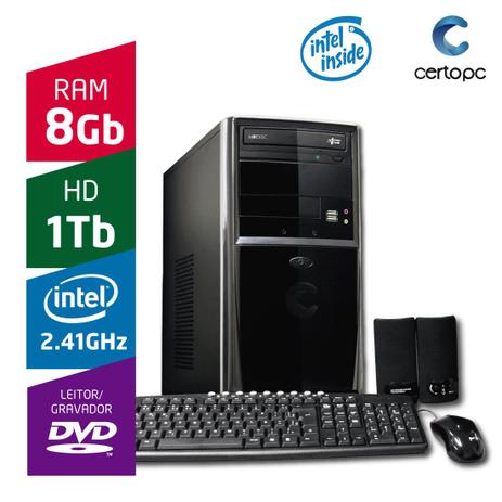 Computador Intel Dual Core 2.41GHz 8GB HD 1TB DVD Certo PC FIT 076 é boa?
