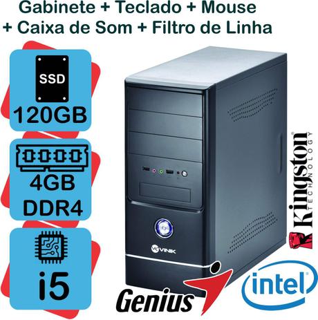 Computador Intel i5-7400, 4GB, SSD 120GB, Gabinete, Teclado e Mouse - Tolemicro Menor preço em Computador Intel i5-7400, 4GB, SSD 120GB, Gabinete, Teclado e Mouse - Tolemicro