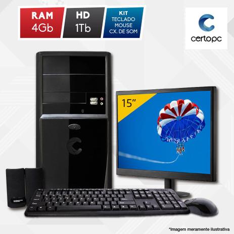 Menor preço em Computador + Monitor 15” Intel Dual Core 2.41GHz 4GB HD 1TB Certo PC Fit 1035
