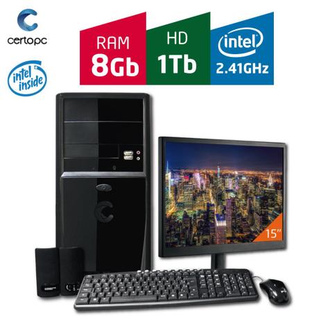 Menor preço em Computador + Monitor 15 Intel Dual Core 2.41GHz 8GB HD 1TB Certo PC FIT 083