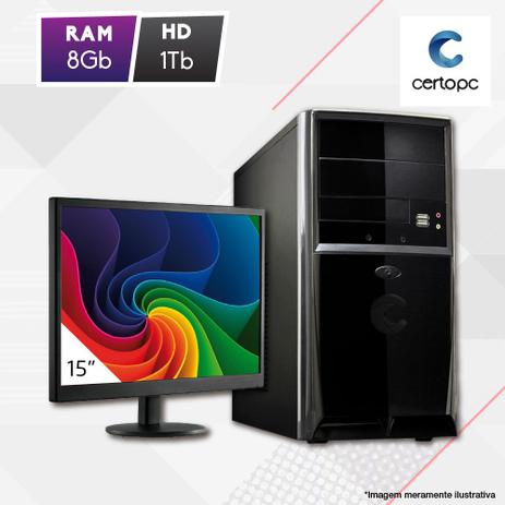 Computador + Monitor 15” Intel Dual Core 2.41GHz 8GB HD 1TB Certo PC Fit 1081 Menor preço em Computador + Monitor 15” Intel Dual Core 2.41GHz 8GB HD 1TB Certo PC Fit 1081