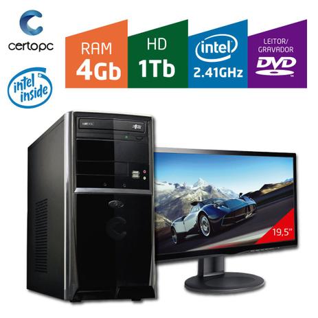 Computador + Monitor 19,5 Intel Dual Core 2.41GHz 4GB HD 1TB DVD Certo PC FIT 042 é boa?