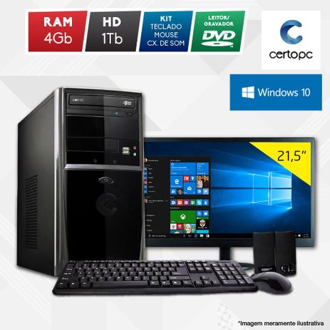 Computador + Monitor 21” Intel Dual Core 2.41GHz 4GB HD 1TB DVD Windows 10 SL Certo PC Fit 1119 Menor preço em Computador + Monitor 21” Intel Dual Core 2.41GHz 4GB HD 1TB DVD Windows 10 SL Certo PC Fit 1119