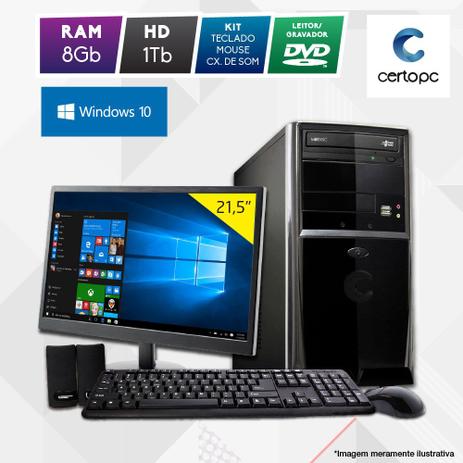 Computador + Monitor 21” Intel Dual Core 2.41GHz 8GB HD 1TB DVD Windows 10 SL Certo PC Fit 1121 Menor preço em Computador + Monitor 21” Intel Dual Core 2.41GHz 8GB HD 1TB DVD Windows 10 SL Certo PC Fit 1121