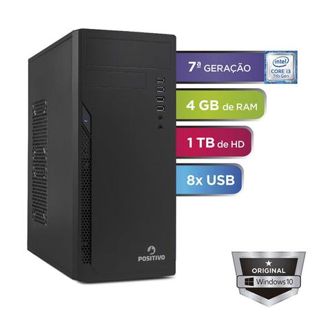 Computador Positivo Station i3 41TBk Core i3 4GB 1TB Windows 10 Home - Preto Menor preço em Computador Positivo Station i3 41TBk Core i3 4GB 1TB Windows 10 Home - Preto