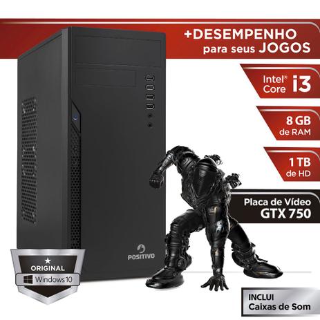 Computador Positivo Station i3 81TBg Core i3 8GB 1TB GeForce GT X750 Windows 10 Home - Preto Menor preço em Computador Positivo Station i3 81TBg Core i3 8GB 1TB GeForce GT X750 Windows 10 Home - Preto