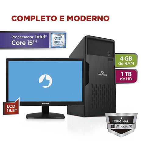 Computador Positivo Station i5 41TBk Core i5 4GB 1TB 19.5” Windows 10 Home - Preto Menor preço em Computador Positivo Station i5 41TBk Core i5 4GB 1TB 19.5” Windows 10 Home - Preto