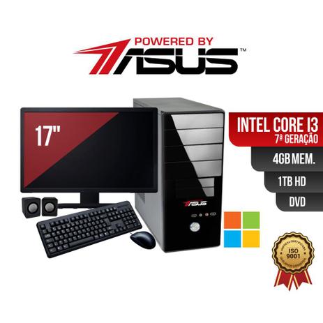 Computador Powered by ASUS I3 7G 4Gb 1Tb DVD Mon17 Win Kit Menor preço em Computador Powered by ASUS I3 7G 4Gb 1Tb DVD Mon17 Win Kit