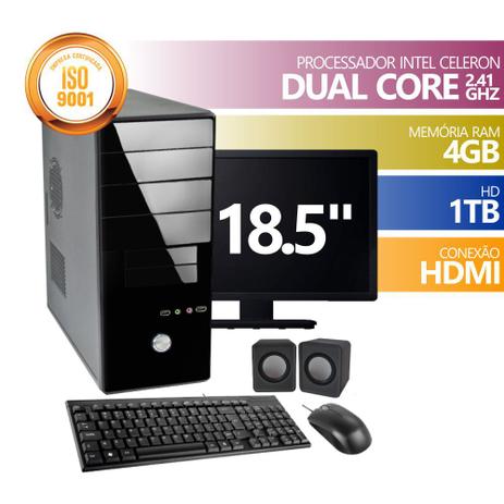 Computador Premium Celeron DualCore 4Gb 1TB Mon18.5 Kit - Exbom Menor preço em Computador Premium Celeron DualCore 4Gb 1TB Mon18.5 Kit - Exbom