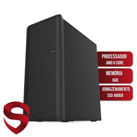 Computador Skill Join AMD 6-Core 3.8Ghz 6GB (Placa de vídeo Radeon R5) SSD 480GB HDMI Full HD Áudio 5.1 canais PC CPU Menor preço em Computador Skill Join AMD 6-Core 3.8Ghz 6GB (Placa de vídeo Radeon R5) SSD 480GB HDMI Full HD Áudio 5.1 canais PC CPU