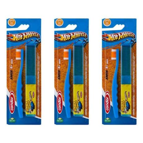 Condor Hot Wheels Escova Dental C/ Estojo 4 Anos (Kit C/03) Menor preço em Condor Hot Wheels Escova Dental C/ Estojo 4 Anos (Kit C/03)