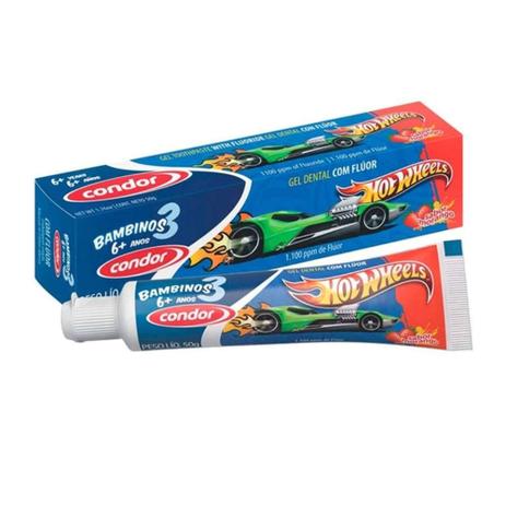 Condor Hot Wheels Gel Dental 6 + C/ Flúor 50g Menor preço em Condor Hot Wheels Gel Dental 6 + C/ Flúor 50g