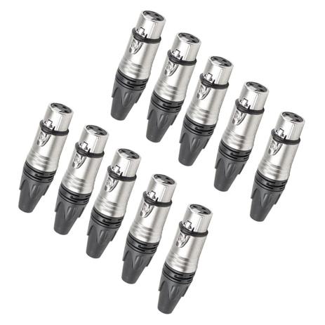 Conector Cannon XLR Fêmea Linha kit c/ 10 Unidades - Q 283 CSR Menor preço em Conector Cannon XLR Fêmea Linha kit c/ 10 Unidades - Q 283 CSR