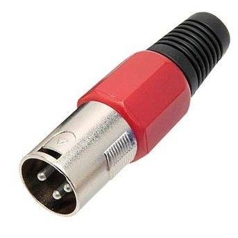 Conector Cannon XLR Macho Plástico Vermelho Tekflex Menor preço em Conector Cannon XLR Macho Plástico Vermelho Tekflex