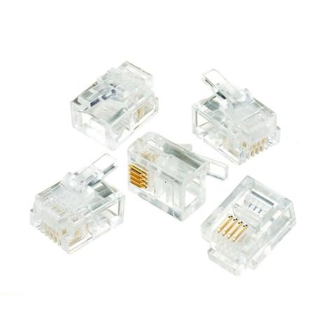 Conector rj11 macho com 100pcs 6x4 - Link + Menor preço em Conector rj11 macho com 100pcs 6x4 - Link +