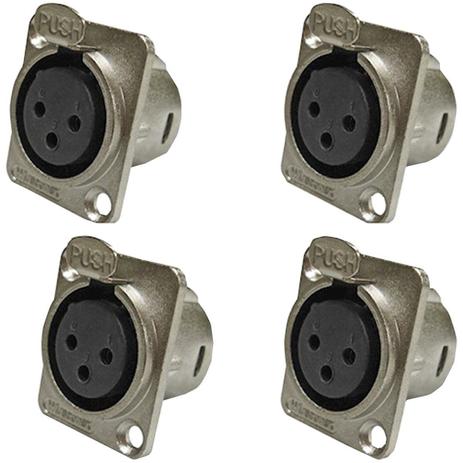 Conector Wireconex WC1023-4 XLR Fêmea 4 Conectores Menor preço em Conector Wireconex WC1023-4 XLR Fêmea 4 Conectores