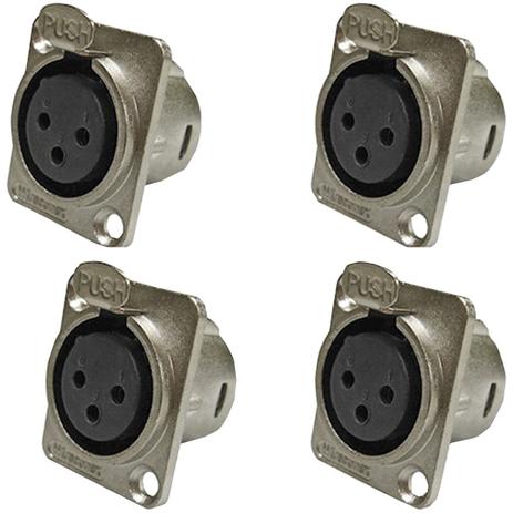 Conector Wireconex WC1023-4 XLR Fêmea Painel 4 Conectores Menor preço em Conector Wireconex WC1023-4 XLR Fêmea Painel 4 Conectores