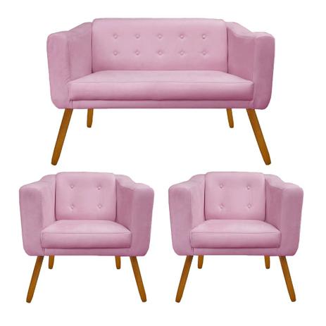 Conj 02 Poltrona Namoradeira Decorativa Sofa Sala Quarto Lavinia Rosa Bebe Dl Decor Doce Lar Decoracoes Poltrona Decorativa Magazine Luiza