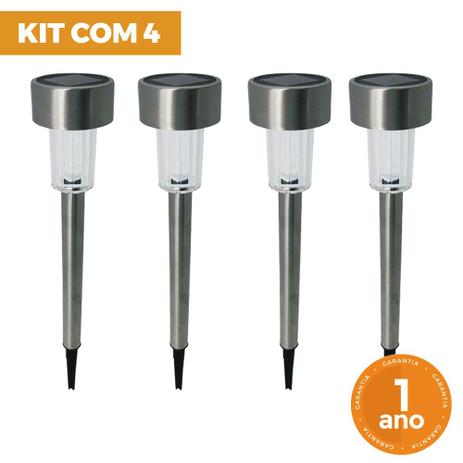 Conj 4 unids - luminaria solar balizador inox - Ecoforce Menor preço em Conj 4 unids - luminaria solar balizador inox - Ecoforce