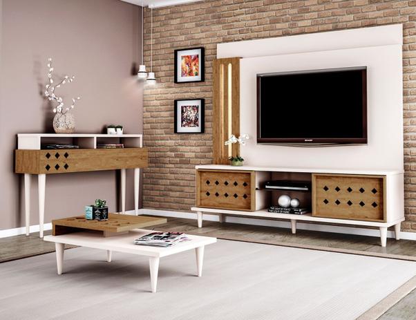 Conj Home Splendore Aparador Mesa de Centro OffWhite/Amêndoa - Lukaliam Menor preço em Conj Home Splendore Aparador Mesa de Centro OffWhite/Amêndoa - Lukaliam