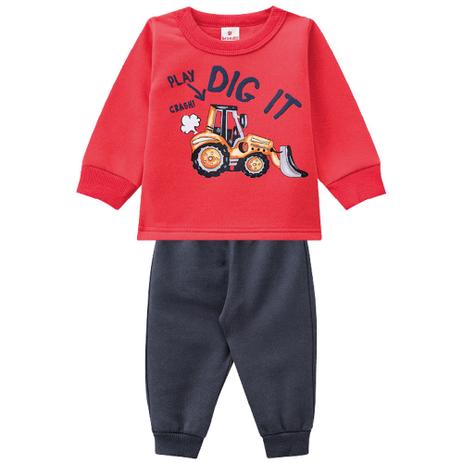 Conj. Moletom Bebê Brandili Vermelho Trator Menino Menor preço em Conj. Moletom Bebê Brandili Vermelho Trator Menino