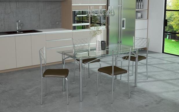 Conj Pozza Cj40 Mesa Tampo Vidro C/ 4 Cadeiras Vinil Cacau/Cromado - Moveis Pozza - Móveis pozza Menor preço em Conj Pozza Cj40 Mesa Tampo Vidro C/ 4 Cadeiras Vinil Cacau/Cromado - Moveis Pozza - Móveis pozza