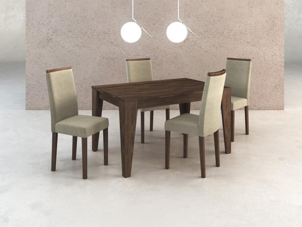 Conj. Sala de Jantar Mesa e 4 Cadeiras Madeira Maciça Pintada Tecido 419/Nogal - Tecno Mobili Menor preço em Conj. Sala de Jantar Mesa e 4 Cadeiras Madeira Maciça Pintada Tecido 419/Nogal - Tecno Mobili
