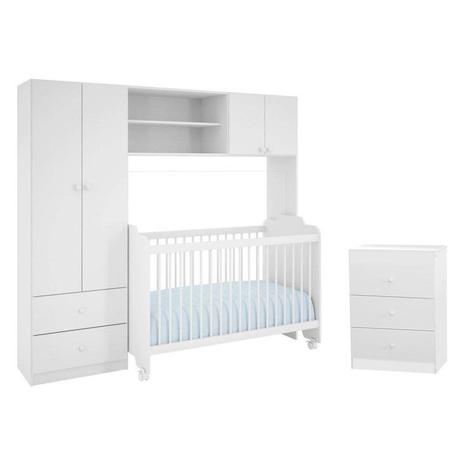 Menor preço em Conjugado Infantil 04 Portas Berço e Cômoda Ternura Branco - PN Baby