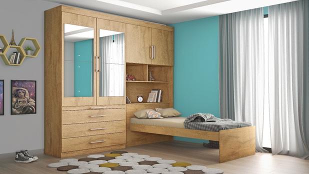 Conjugado solteiro 2 Portas de Bater 3 Gavetas Europa Lyon Espelho + Kit cama Baú Amêndoa - MOVEIS EUROPA Menor preço em Conjugado solteiro 2 Portas de Bater 3 Gavetas Europa Lyon Espelho + Kit cama Baú Amêndoa - MOVEIS EUROPA