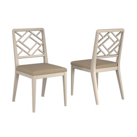 Conjunto 02 Cadeiras de Jantar Horus Off White c/ Poliéster Bege - Wood prime - vm Menor preço em Conjunto 02 Cadeiras de Jantar Horus Off White c/ Poliéster Bege - Wood prime - vm