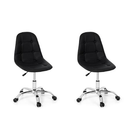 Conjunto 02 Cadeiras Office Eiffel Botonê Base Giratória - Preta - Magazine Decor Menor preço em Conjunto 02 Cadeiras Office Eiffel Botonê Base Giratória - Preta - Magazine Decor