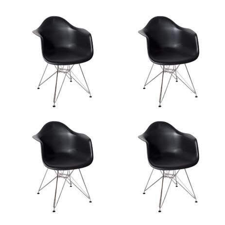 Conjunto 04 Cadeiras Charles Eames Eiffel Com Braços - Base Metal - Preta - Magazine decor é boa?