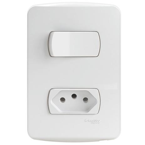 Conjunto 1 Interruptor Simples + 1 Tomada 2P+T 10A 250V Miluz S3B69030 - Schneider Menor preço em Conjunto 1 Interruptor Simples + 1 Tomada 2P+T 10A 250V Miluz S3B69030 - Schneider