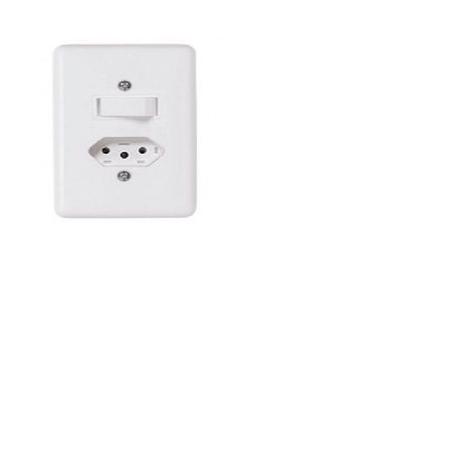 Conjunto 1 Interruptor Simples com Tomada 4x2 10A Branco - Ilumi Menor preço em Conjunto 1 Interruptor Simples com Tomada 4x2 10A Branco - Ilumi