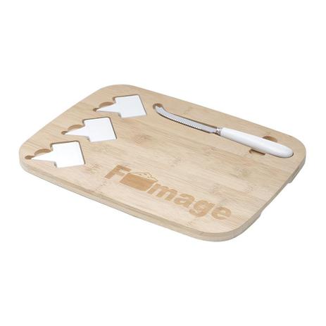 Conjunto 1 Tábua De Bambu C/Faca P/Queijo De Aço Inox E 3 Letreiros De Porcelana 32X24Cm - 6583 - Lyor Menor preço em Conjunto 1 Tábua De Bambu C/Faca P/Queijo De Aço Inox E 3 Letreiros De Porcelana 32X24Cm - 6583 - Lyor