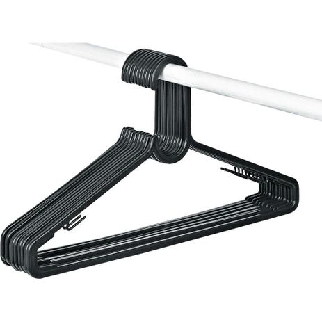 Conjunto 10 Cabides Primafer Preto Menor preço em Conjunto 10 Cabides Primafer Preto
