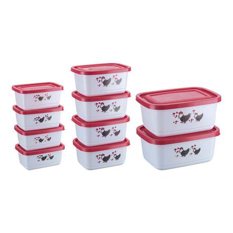 Conjunto 10 Potes Retangulares decorados - Art house Menor preço em Conjunto 10 Potes Retangulares decorados - Art house