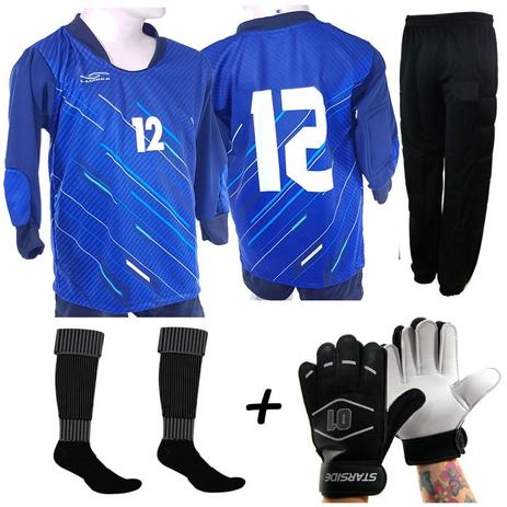 Conjunto 1Camisa 1Calca 1Meia 1Luva Goleiro SUECIA azul Infantil - Lambra Menor preço em Conjunto 1Camisa 1Calca 1Meia 1Luva Goleiro SUECIA azul Infantil - Lambra
