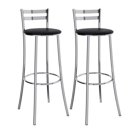 Conjunto 2 Banquetas Altas com Encosto Primicia Móveis Tubulares Cromado/Preto Menor preço em Conjunto 2 Banquetas Altas com Encosto Primicia Móveis Tubulares Cromado/Preto