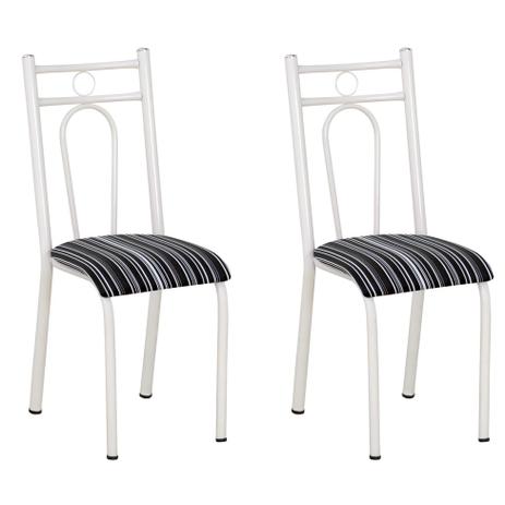 Conjunto 2 Cadeiras Branco e Preto Listrado - Artefamol Menor preço em Conjunto 2 Cadeiras Branco e Preto Listrado - Artefamol