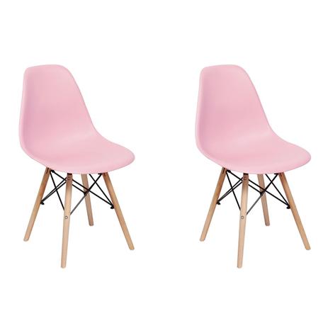 Conjunto 2 Cadeiras Charles Eames Eiffel Wood Base Madeira - Rosa - Magazine Decor Menor preço em Conjunto 2 Cadeiras Charles Eames Eiffel Wood Base Madeira - Rosa - Magazine Decor