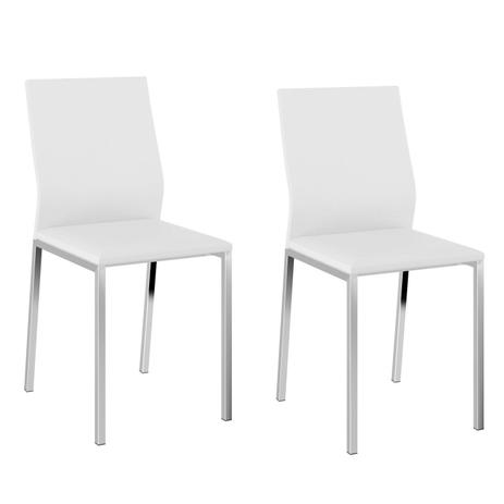 Conjunto 2 Cadeiras Columbia Carraro Branco/Cromado Menor preço em Conjunto 2 Cadeiras Columbia Carraro Branco/Cromado