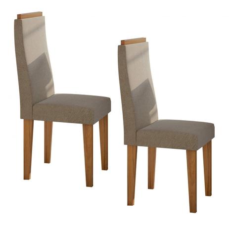 Conjunto 2 Cadeiras Dafne Móveis Lopas Rovere Naturale/Suede Animale Bege Menor preço em Conjunto 2 Cadeiras Dafne Móveis Lopas Rovere Naturale/Suede Animale Bege
