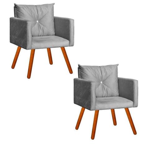 Conjunto 2 Cadeiras Decorativa Sala E Recepção Aline Suede Azul Cinza - - DL Decor Menor preço em Conjunto 2 Cadeiras Decorativa Sala E Recepção Aline Suede Azul Cinza - - DL Decor