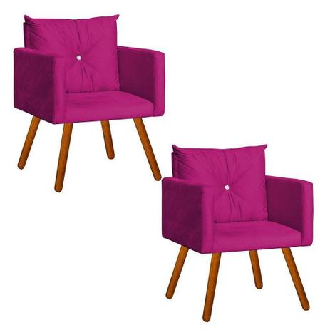 Conjunto 2 Cadeiras Decorativa Sala E Recepção Aline Suede Rosa Pink- DL Decor Menor preço em Conjunto 2 Cadeiras Decorativa Sala E Recepção Aline Suede Rosa Pink- DL Decor