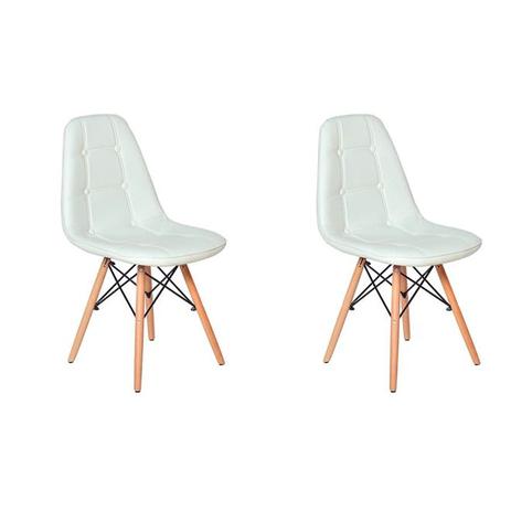 Conjunto 2 Cadeiras DKR Charles Eames Wood Estofada Botonê - Branca - Magazine Decor Menor preço em Conjunto 2 Cadeiras DKR Charles Eames Wood Estofada Botonê - Branca - Magazine Decor