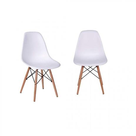 Conjunto 2 Cadeiras Eames DKR Base Madeira OR Design Branco Menor preço em Conjunto 2 Cadeiras Eames DKR Base Madeira OR Design Branco