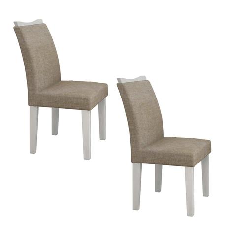 Conjunto 2 Cadeiras Estofadas Pampulha Leifer Branco/Linho Bege Menor preço em Conjunto 2 Cadeiras Estofadas Pampulha Leifer Branco/Linho Bege